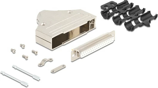 Konektor D-Sub DeLOCK 67137, 37-pin, femër, i drejtë, metalik, 63.5 mm, argjendtë