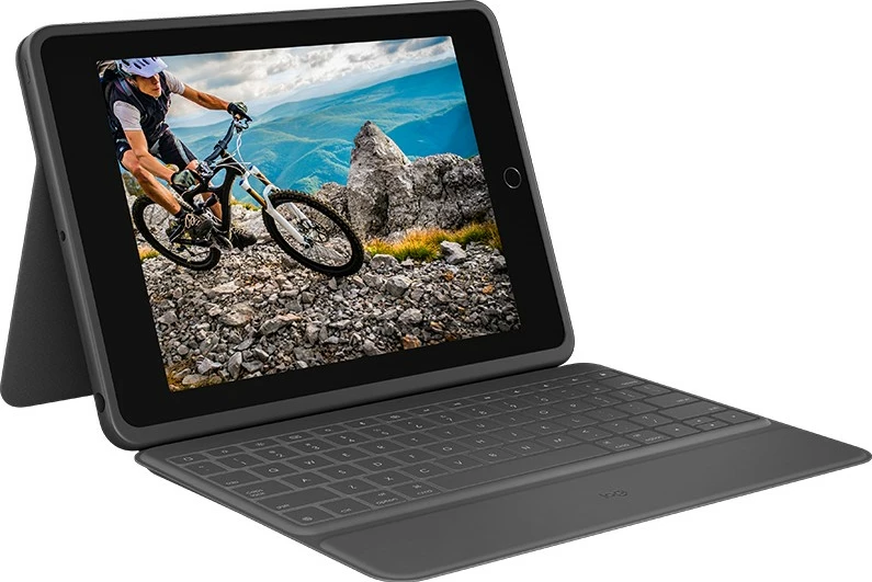 Mbështjellës Logitech Rugged Folio, QWERTZ, Gjermanisht, iPad (7th Gen), Grafit