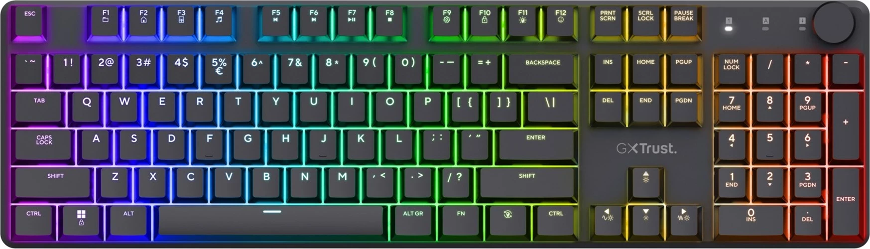 Tastierë Trust GXT 868 Torix, Gaming, USB + RF Wireless + Bluetooth, QWERTY, US English, E zezë