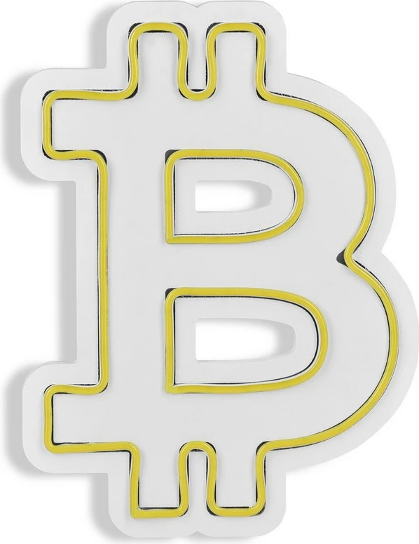 Dritë dekorative plastike LED, simbol Bitcoin, e verdhë