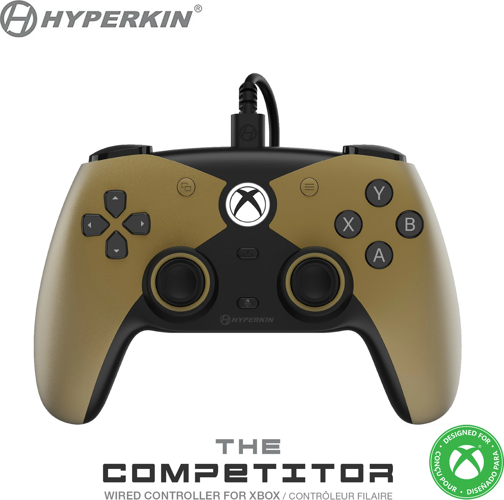 Kontroller lojërash Hyperkin Competitor, USB-C me kabllo, Hall sensor, vibrim, Gold/Black