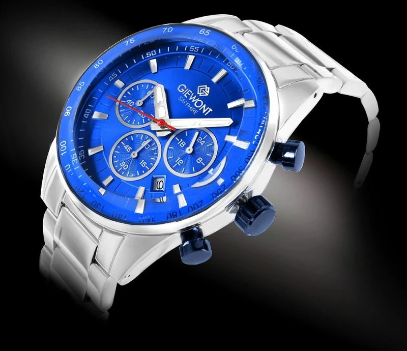 Orë dore meshkuj Giewont GW9140-B3, argjendtë/blu