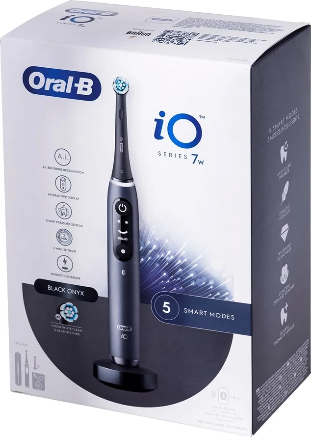 Furçë dhëmbësh elektrike Braun ORAL-B IO 7W, për të rritur, Ekran OLED, 2 koka, e zezë