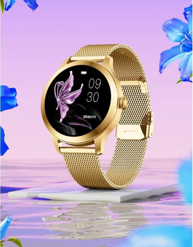 Smartwatch Gravity për femra, gold