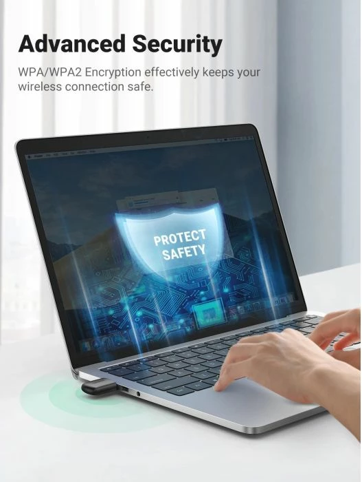 Adapter USB Wi‑Fi UGREEN AC650 (MPN 20204), dual band 2.4/5GHz, 433/200Mbps, USB-A 2.0, i zi, me kuti