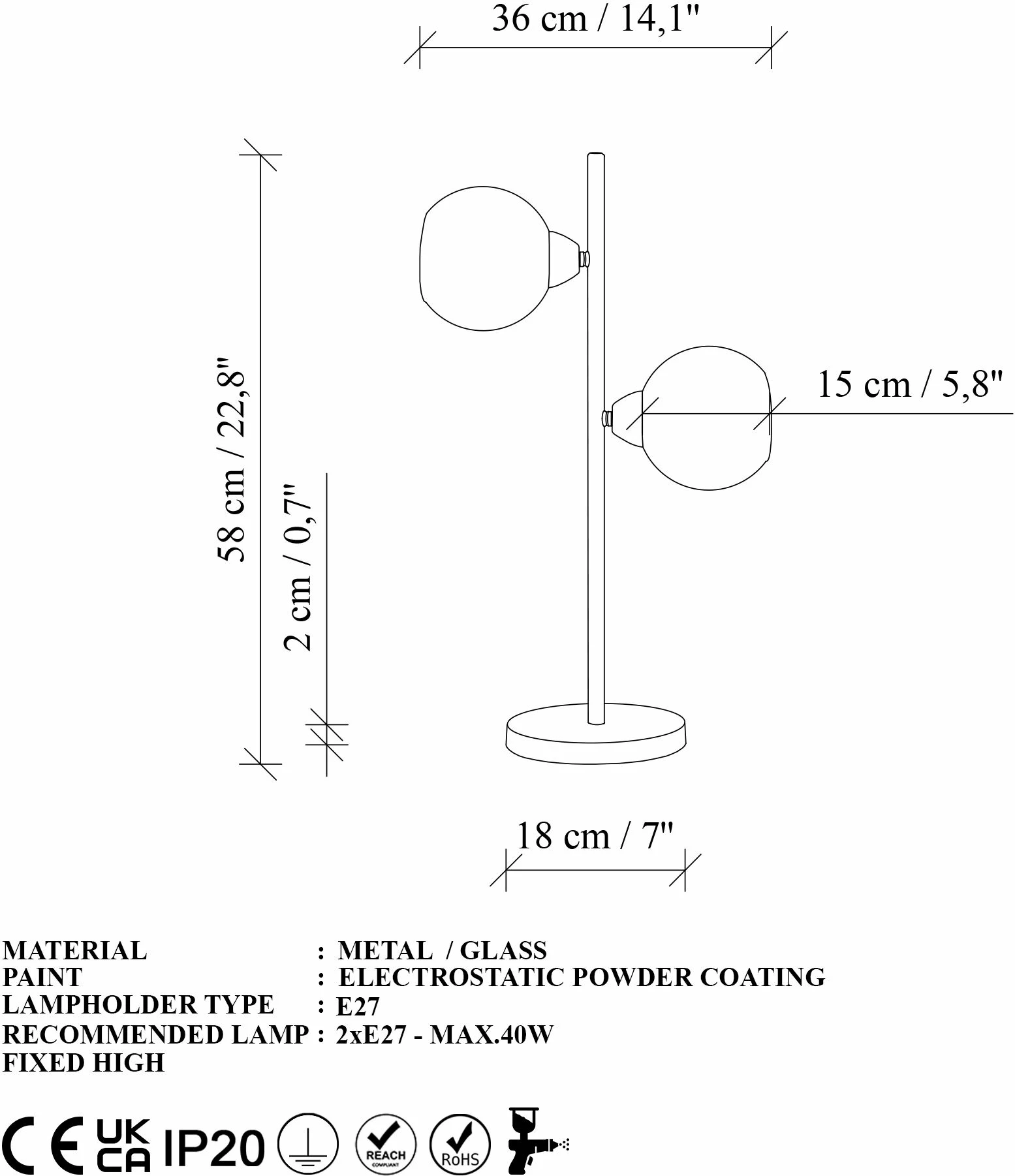Llambë tavoline Opviq, Benek - 15 - 14561, metal dhe qelq, e kuqe dhe e artë