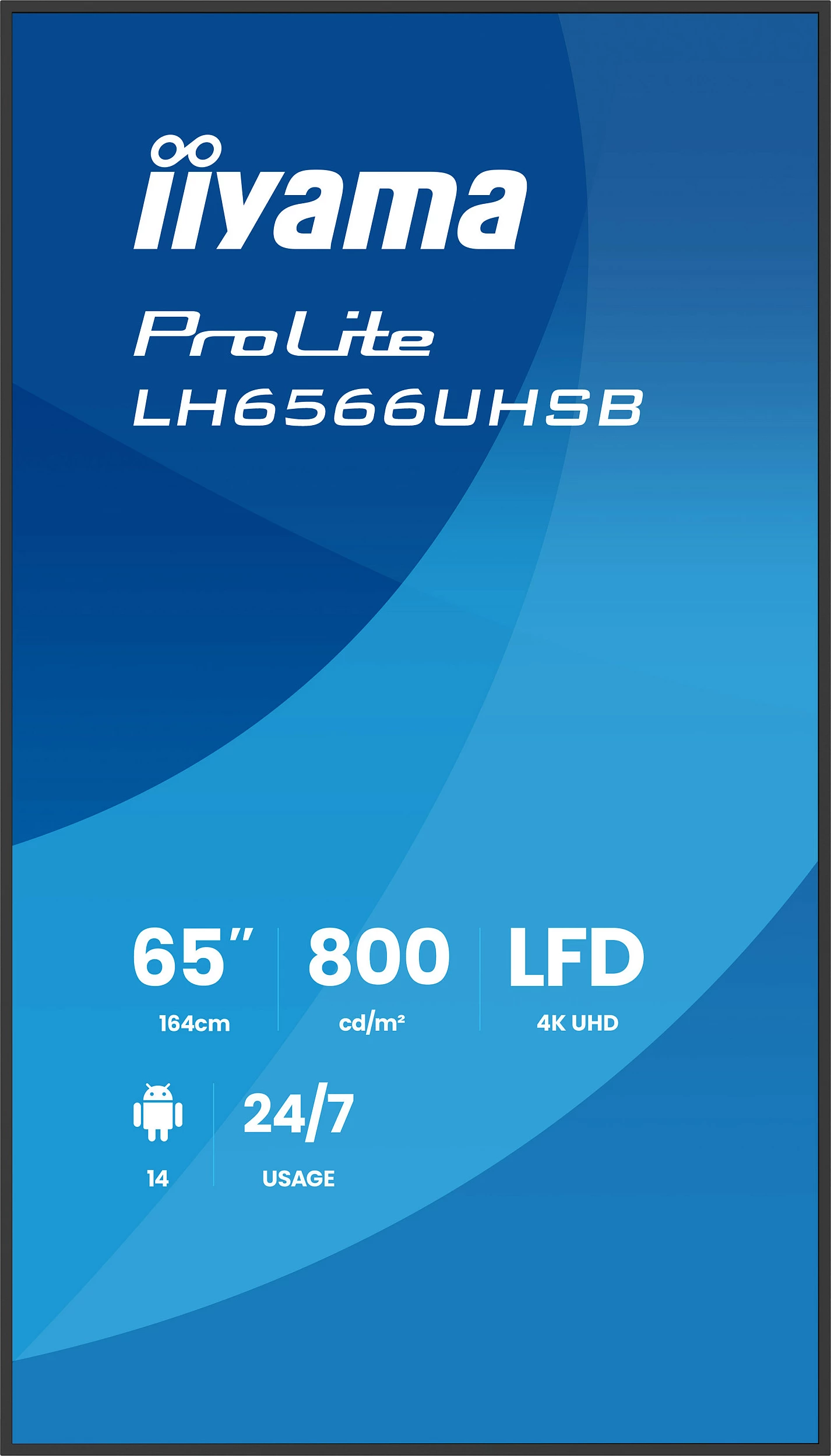 Ekran digital signage iiyama ProLite LH6566UHSB-B1AG, 65" 4K UHD, Android 14, 800 cd/m², Wi‑Fi, i zi