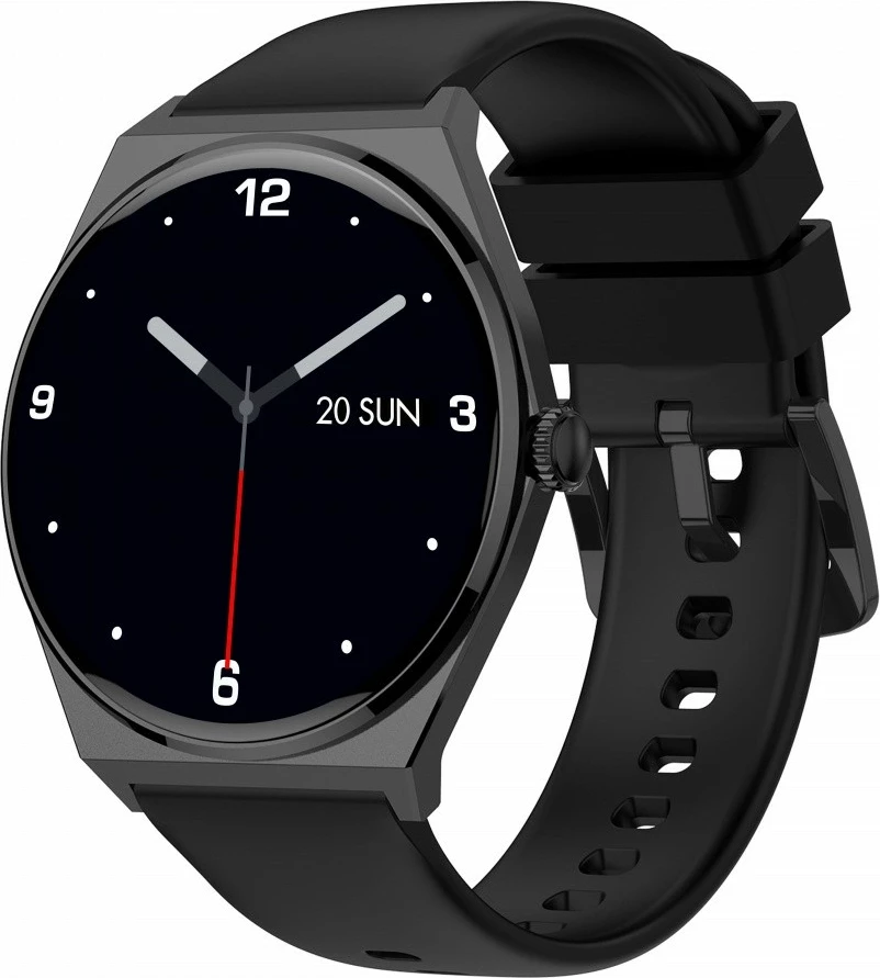 Smartwatch EcoWatch EW05, 1.43'' AMOLED, 200 mAh, i zi, set me rrip silikoni dhe metalik