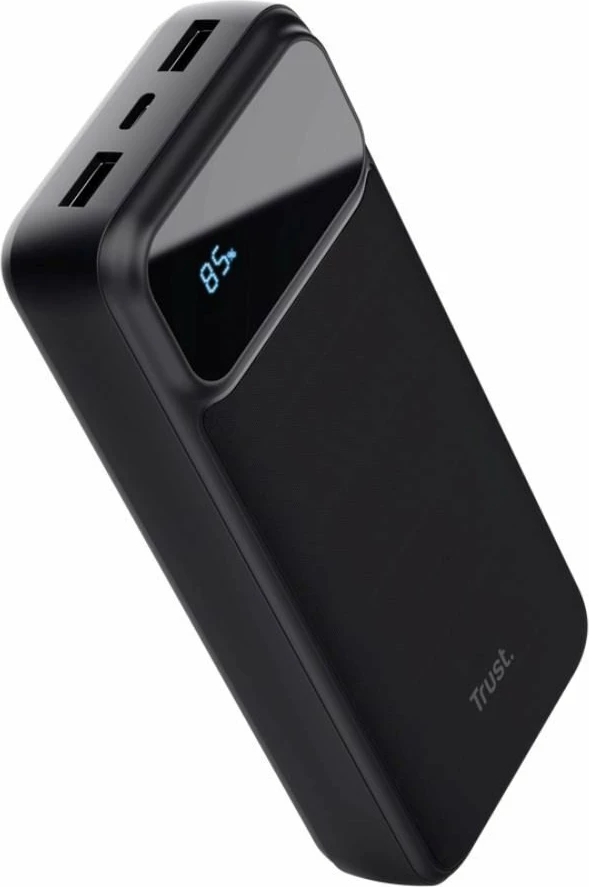 Powerbank Trust Avala 20000mAh 20W PD/QC, me display, e zezë, me kabllo USB-C 30cm