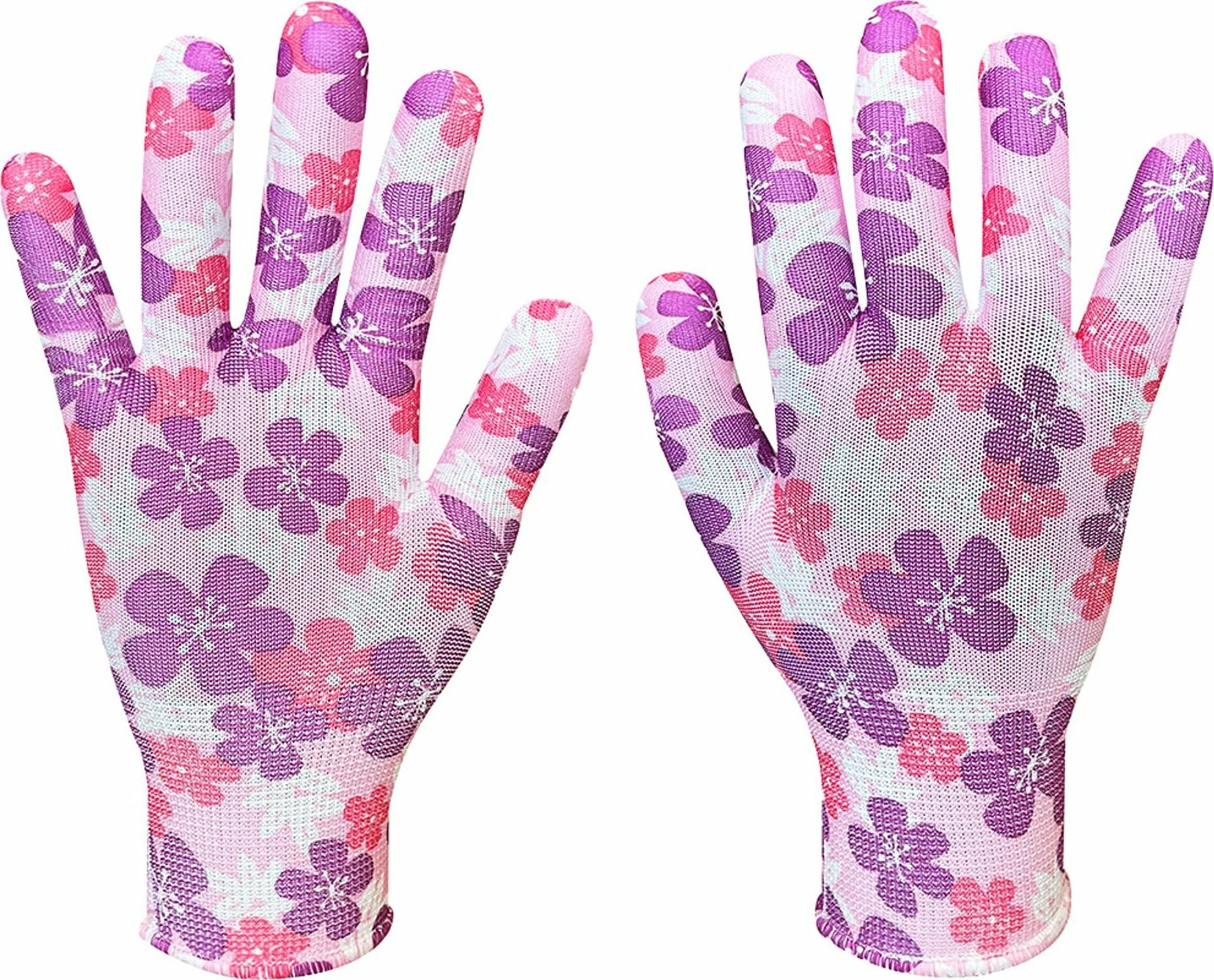 Dorëza kopshti Verto madhësi 8, të thuruna poliester, me lule rozë/vjollcë, 1 palë