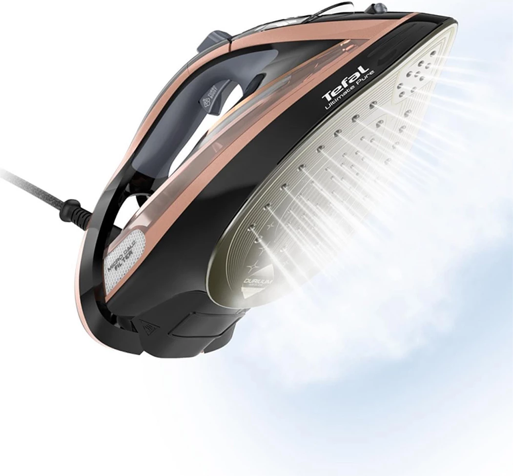 Hekur me avull Tefal Ultimate Pure FV9845E0 3200W 350ml, i zi/rozë-gold