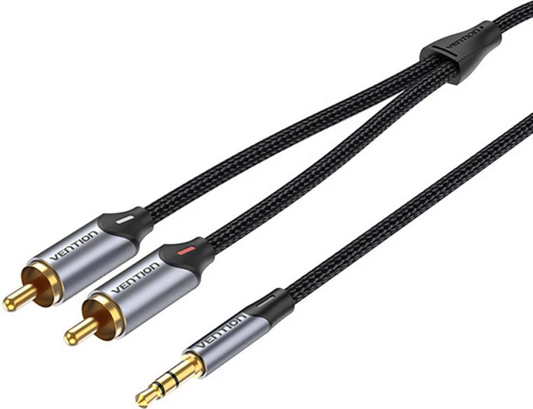 Kabllo audio Vention BCNBG, 2xRCA në 3.5mm, 1.5m, gri