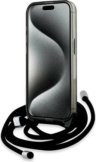 Mbështjellës Karl Lagerfeld IML Crossbody Monogram Karl & Choupette Head MagSafe për iPhone 15 Pro, Zi