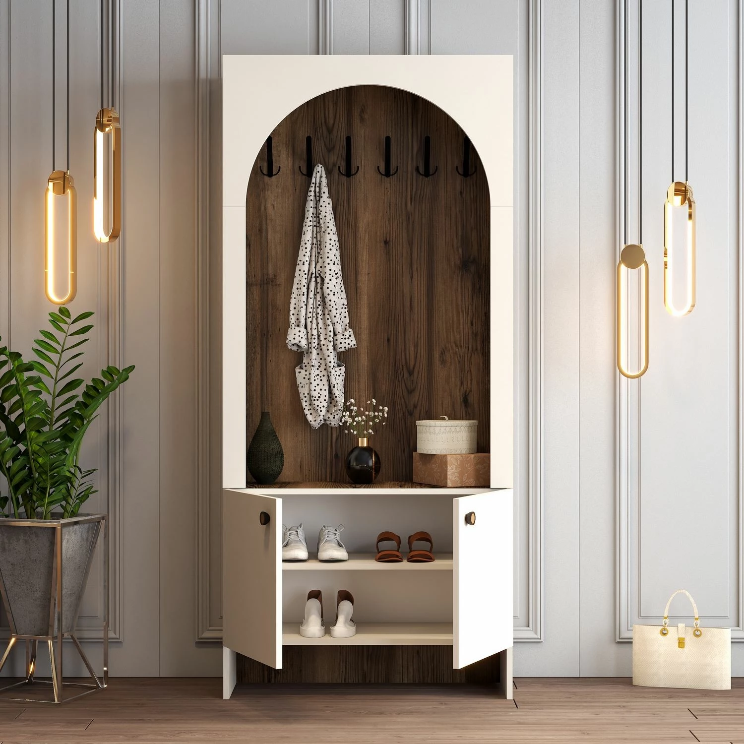 Stendë për korridor, Skye Decor, Palermo K, krem dhe arre