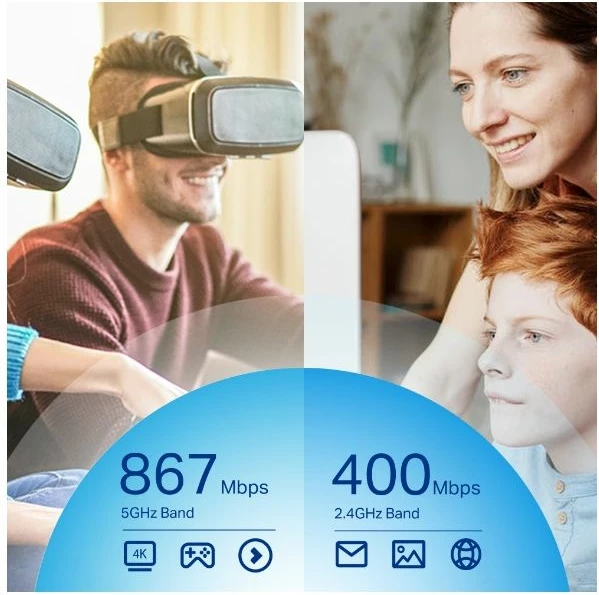 Adapter USB Wi‑Fi TP-LINK Archer T4U Plus 1300Mbps Dual Band USB 3.0 me 2 antena high-gain, i zi