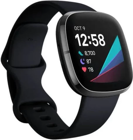 Smartwatch Fitbit Sense FB512BKBK, GPS, EDA stres, sensor temperature lëkure, rezistent uji 50 m, bateri deri 6 ditë, Carbon/Graphite
