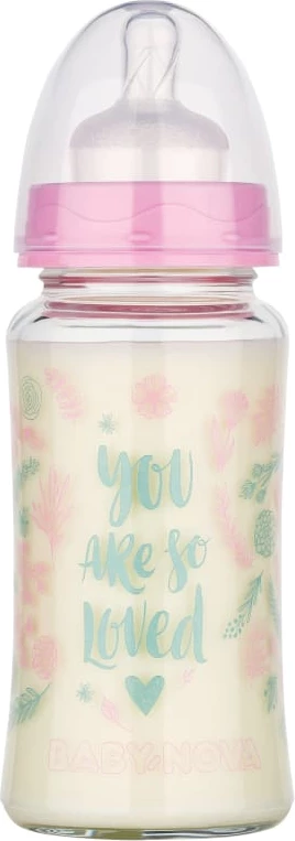 Shishe e qelqit me qafë të gjerë Baby Nova, 230 ml