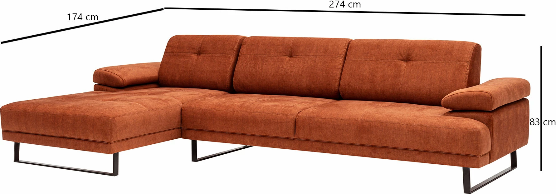 Këndore Atelier del Sofa, Mustang Small, e majtë, portokalli