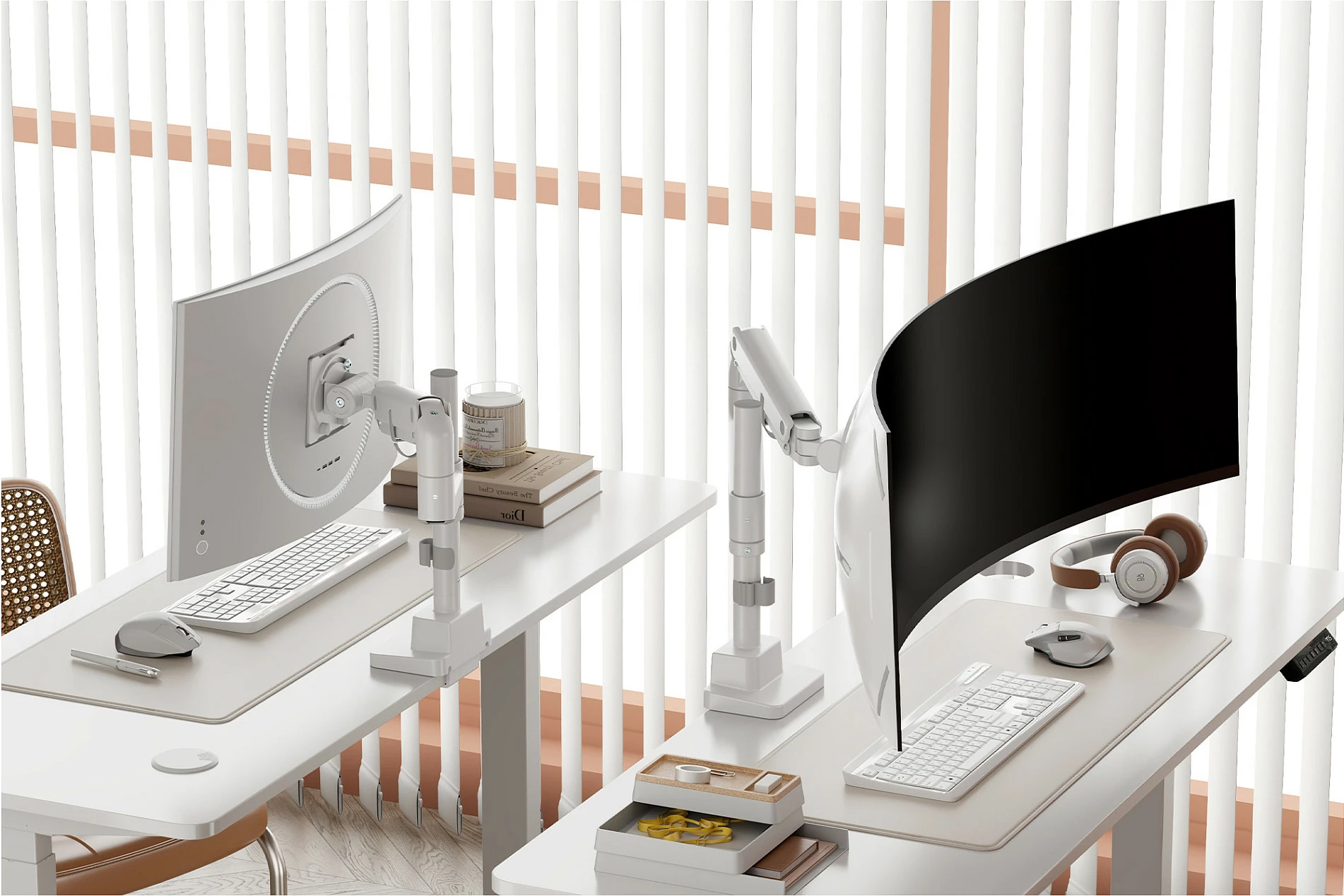 Mbajtës monitori Digitus Single Monitor Mount, 57", 27 kg, VESA 75x75/100x100, Clamp, i bardhë