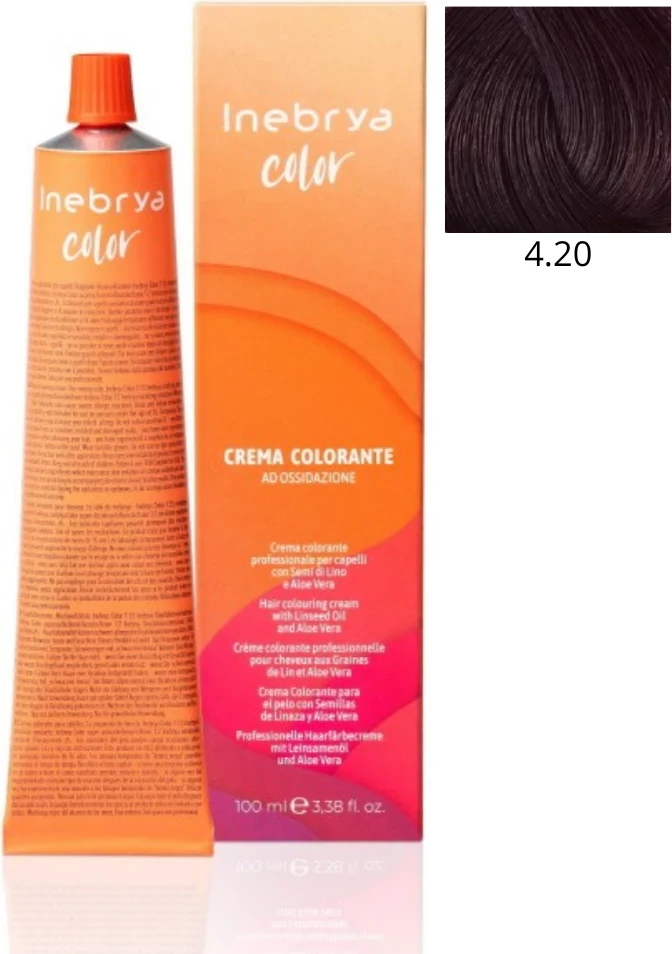 Ngjyrë për flokë Inebrya  4/20 Gështenjë violet në qërshi, 100ml