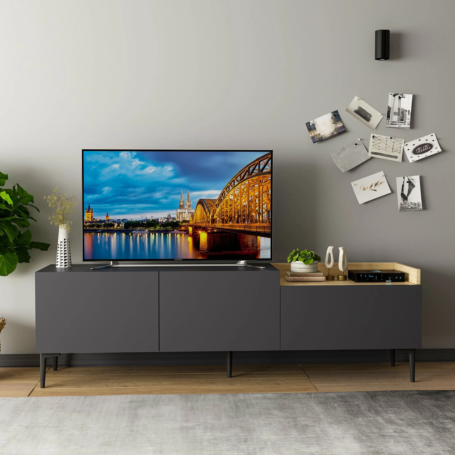 Komodë TV Hanah Home, Mia, ngjyrë antracit