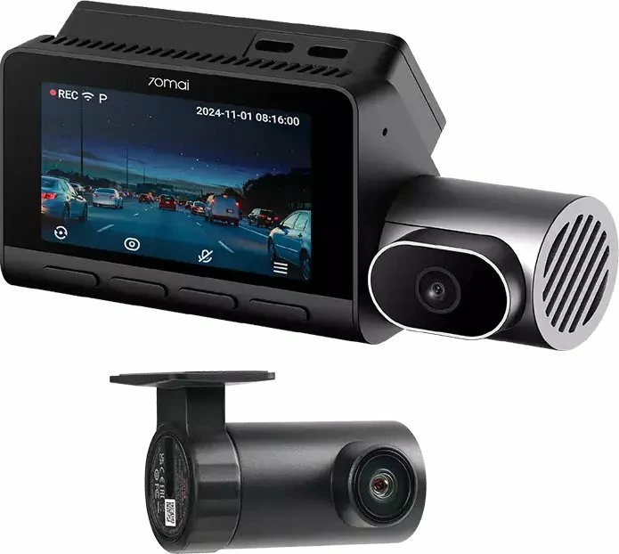 Kamerë veture (dashcam) 70mai 4K T800 HDR set front + prapa (RC24), Wi‑Fi 6, GPS, microSD deri 512GB, e zezë
