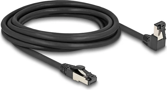 Kabllo rrjeti DeLOCK RJ45 Cat8.1 S/FTP, 3 m, 40 Gbps, 90° e përkulur, e zezë