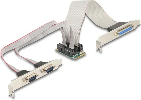 Kartelë Mini PCIe DeLOCK 95277, 2x RS-232 + 1x Paralel (LPT/DB25), Gjelbër