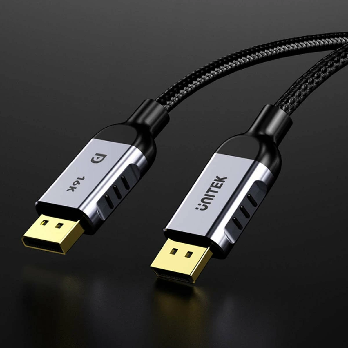 Kabllo DisplayPort Unitek C1626GY01-1M, 1 m, DisplayPort 2.1, 80 Gbps, 16K/8K, e zezë