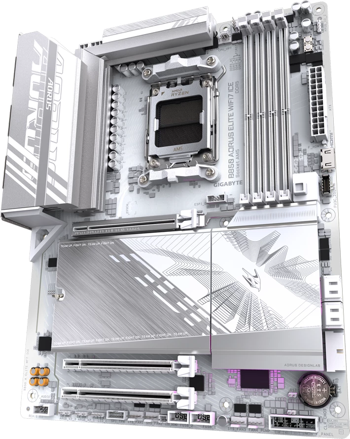 Pllakë amë GIGABYTE B850 AORUS ELITE WF7 ICE, AM5, ATX, Wi‑Fi 7, DDR5 256GB, e bardhë