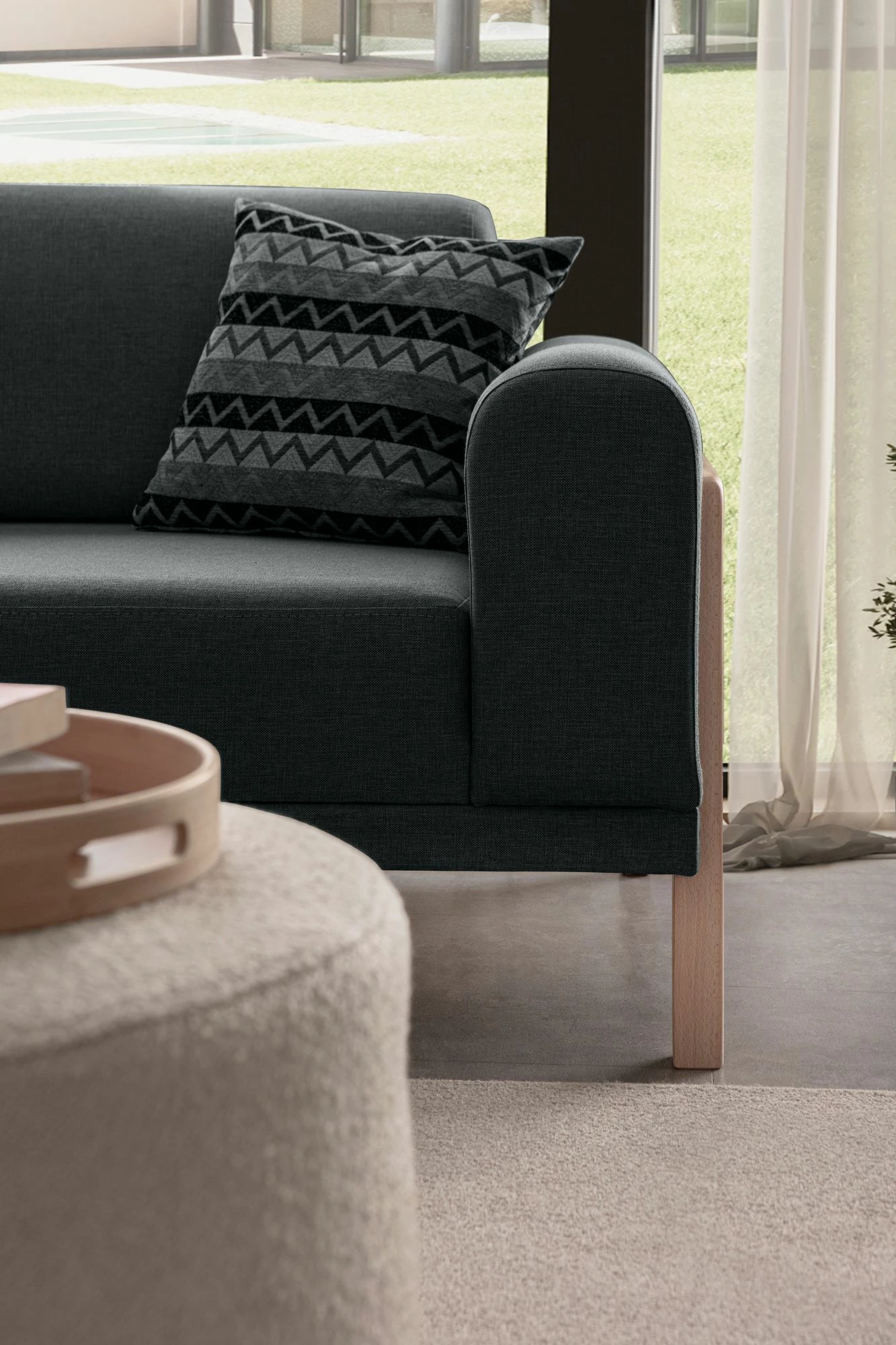 Këndare Atelier del Sofa, ngjyrë latte-relaks, kënd i majtë, anthracite