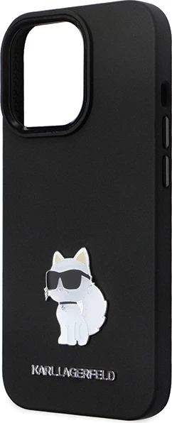 Mbështjellës Karl Lagerfeld KLHCP14LSMHCNPK për iPhone 14 Pro, silikon, Choupette, i zi