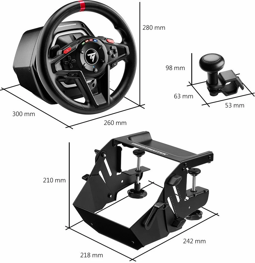 Set volan simulimi Thrustmaster T128 SimTask Pack, Force Feedback, 900°, USB-C, për PC/PS4/PS5, i zi, set me pedale