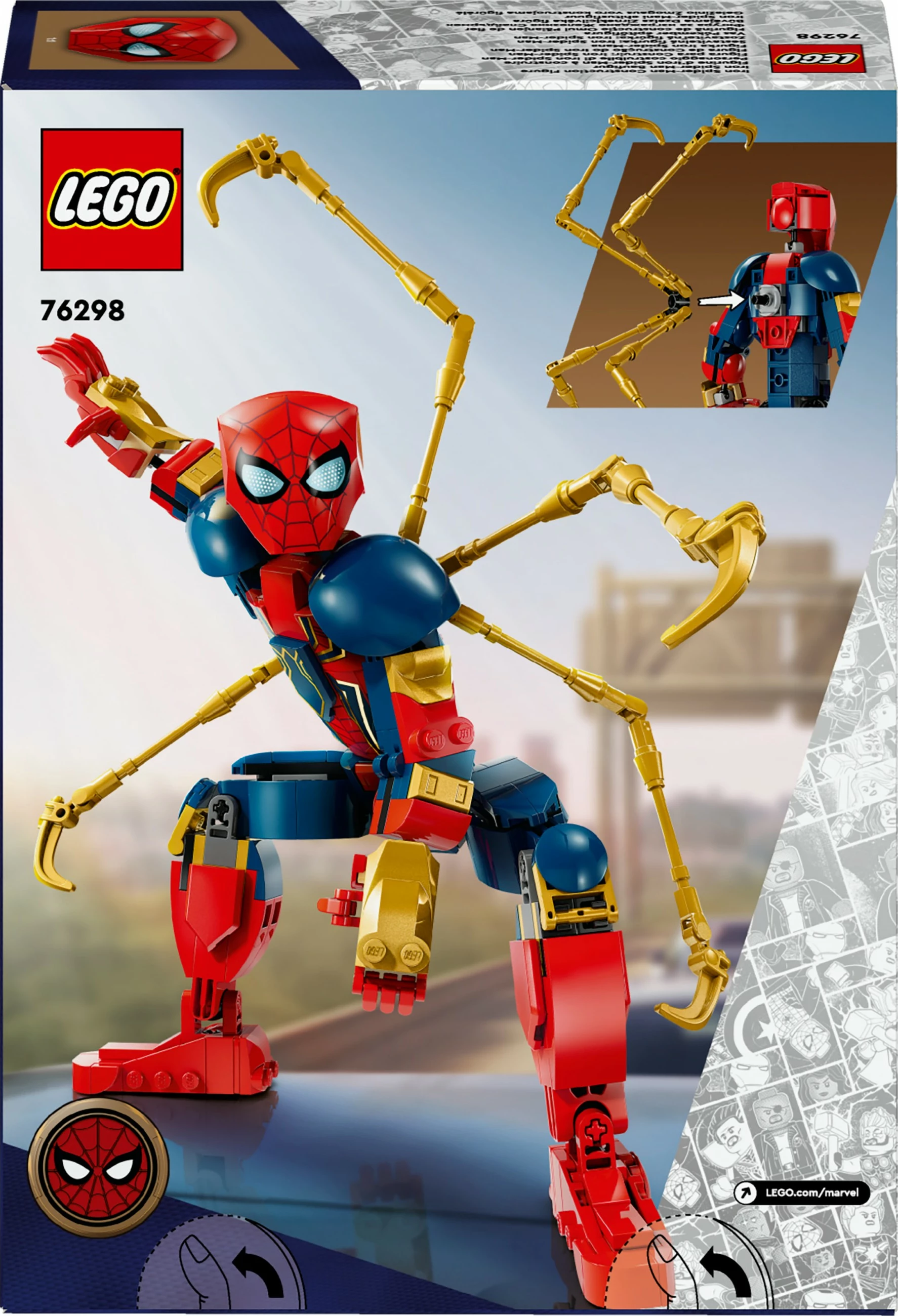 Set ndërtimi LEGO Iron Spider-Man 76298, 303 pjesë, shumëngjyrësh