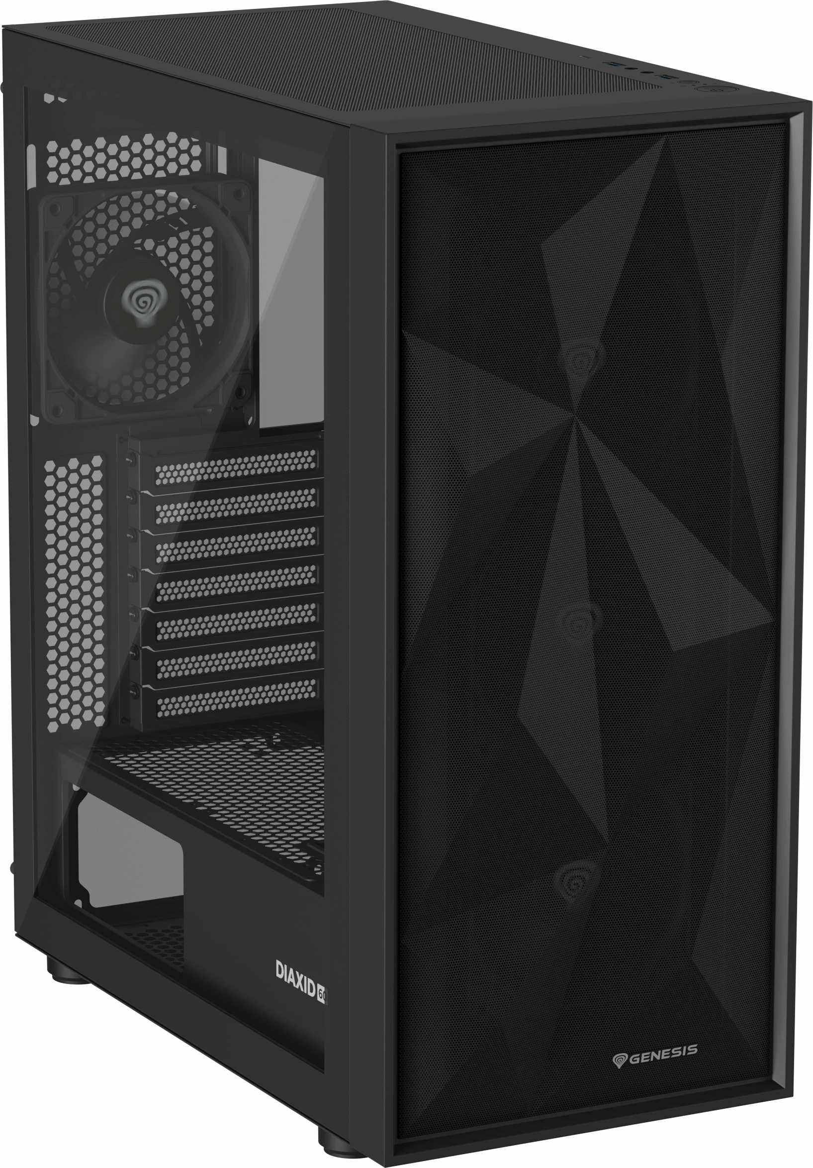 Kasë GENESIS Diaxid 605F NPC-2046 midi tower ATX, USB-C, pa furnizim, e zezë