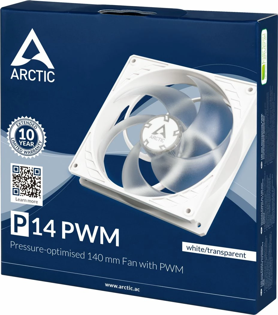 Ventilator PC Arctic P14 PWM ACFAN00223A 140mm 4-pin PWM, transparent/i bardhë