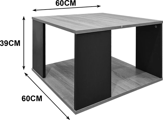 Tavolinë kafeje Zelegan, sonoma-antracit, 60x60x39cm