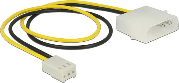 Kabllo adaptor energjie DeLOCK 83659, Molex 2-pin në 3-pin Fan, 0.3 m, zi/verdhë