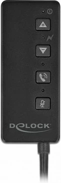 Adapter USB DeLOCK për kufje dhe mikrofon, USB-A në 2x 3.5mm, 0.4 m, i zi