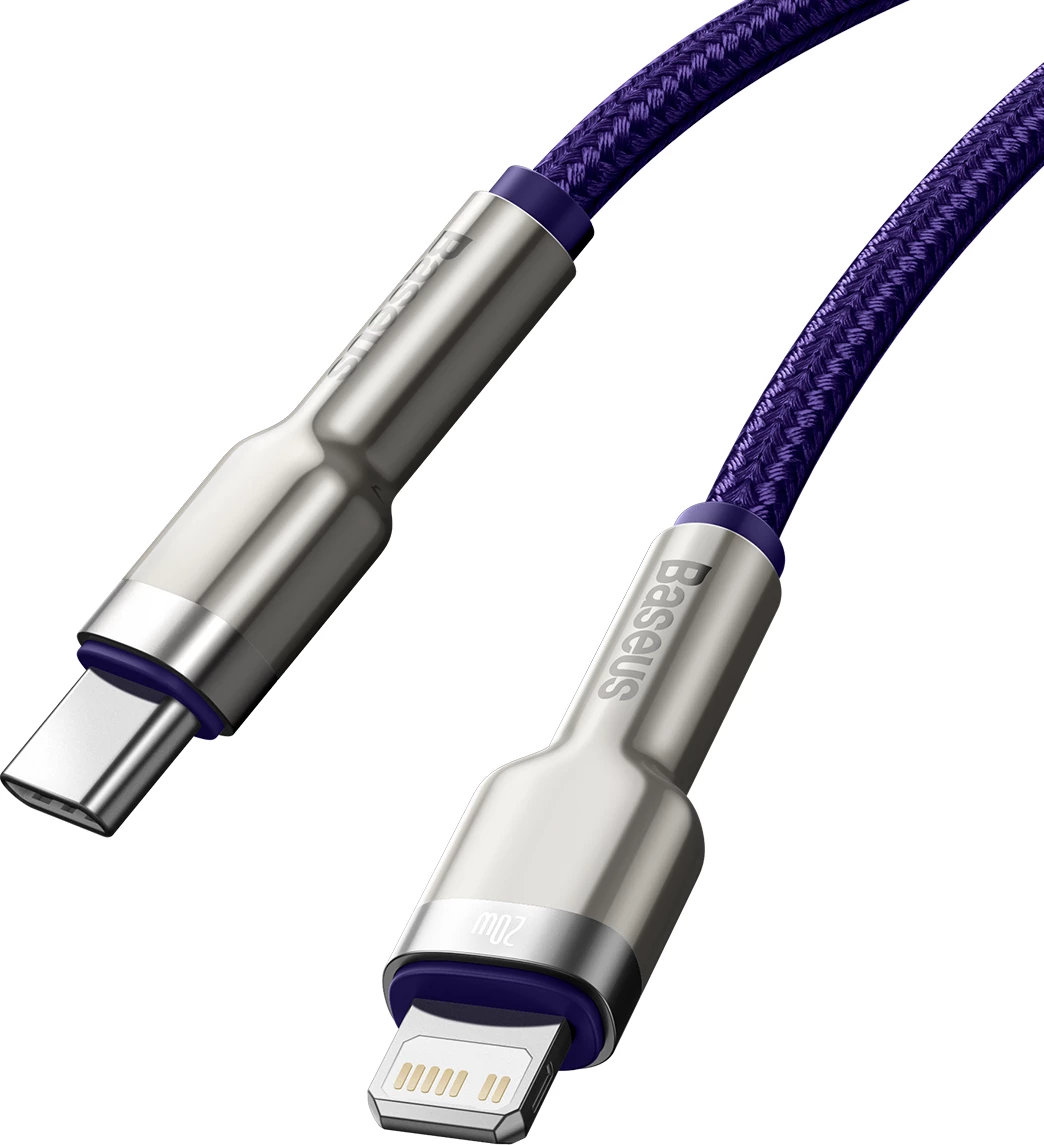 Kabllo USB-C në Lightning Baseus Cafule, 1m, 20W, vjollcë