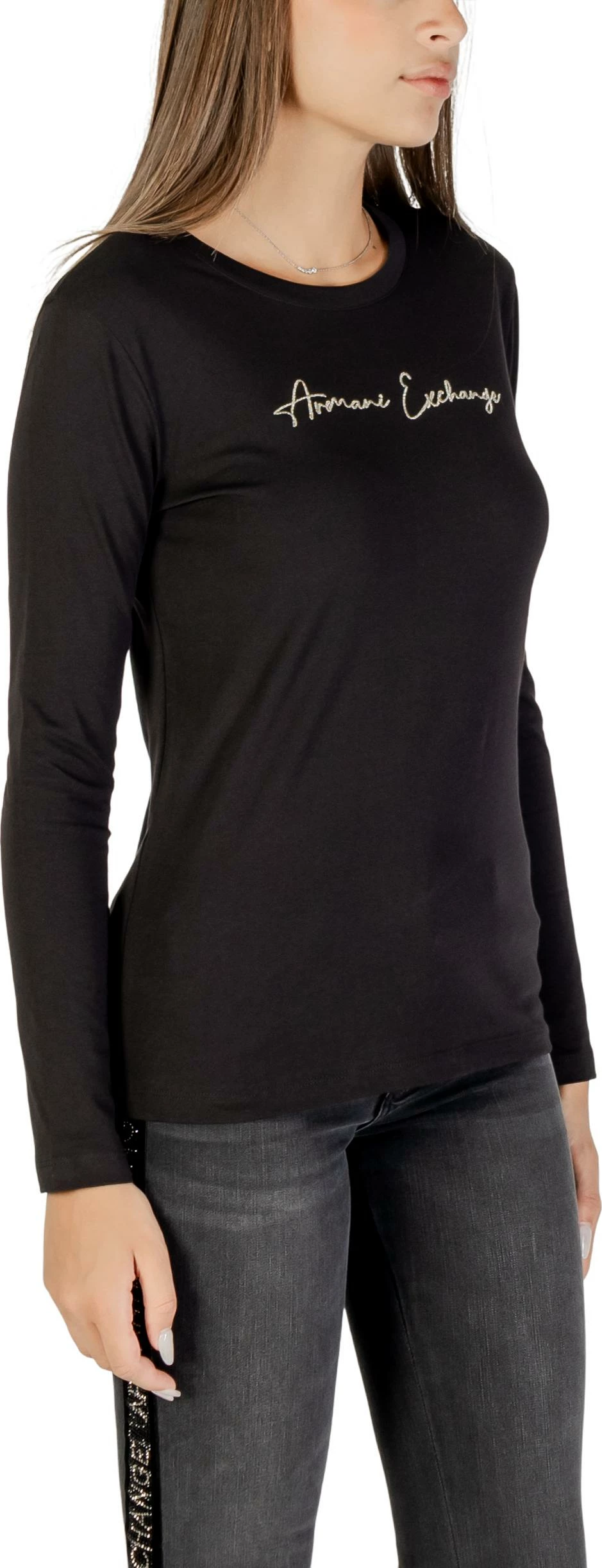 Maicë me mëngë të gjata për femra Armani Exchange XW001456 AF10356, e zezë-ari [Madhësia: XXL]