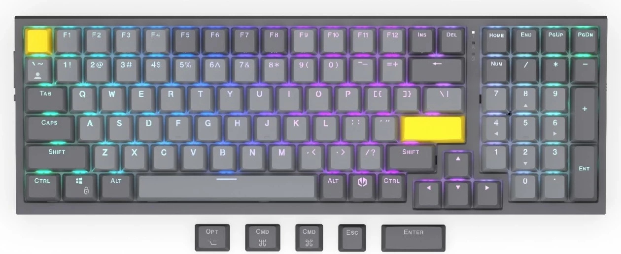 Tastierë mekanike Endorfy Celeris 1800, RGB, wireless, 96%, gri