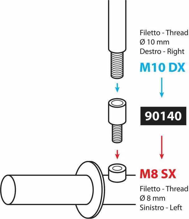 Bulon I Pasqyres Motorri 10mm D> 8mm M
