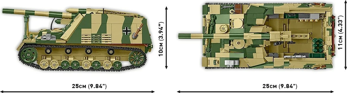 Set blloqesh ndërtimi, Cobi, Panzerhaubitze Hummel COBI-2663, 1118 pjesë, shkallë 1:28, me 2 figura