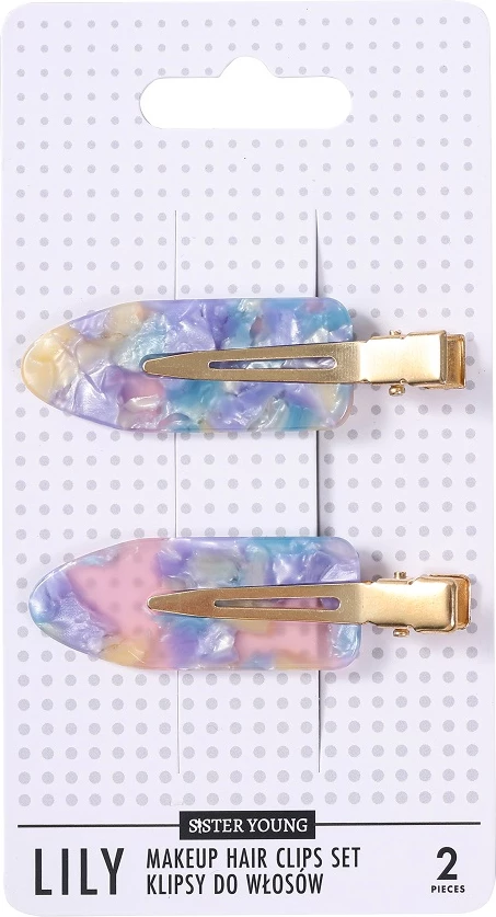 Kapëse flokësh për makeup Sister Young Lily për femra rozë kaltër 2 copë