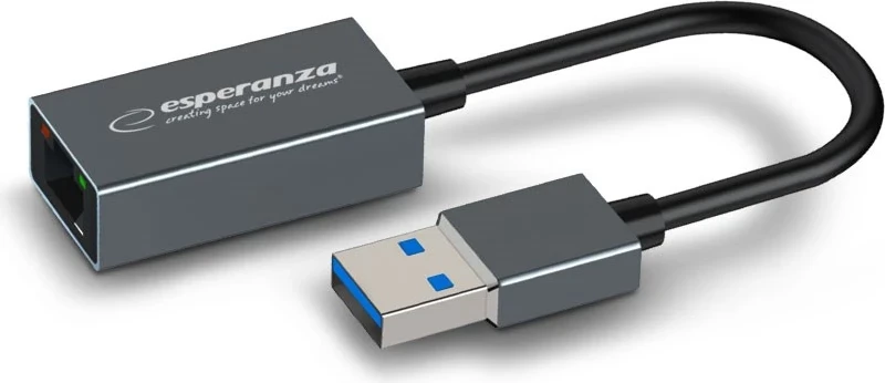 Adapter Ethernet Esperanza ENA101, 1000 Mbps, USB 3.0 në RJ45, Gri