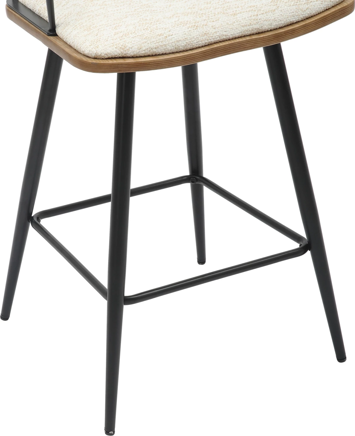 Karrige për bar, lartësi mesatare, JUDI, FH9985.02, metal i zi, pëlhurë ecru, 48x52x92H cm