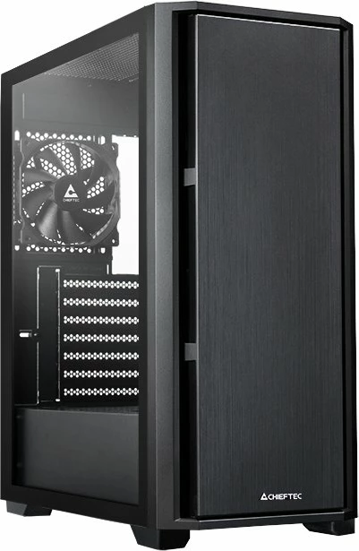 Kasë Chieftec Pro Midi TG AS-02B-TG-OP, Midi Tower ATX me panel xhami të temperuar, USB-C, e zezë