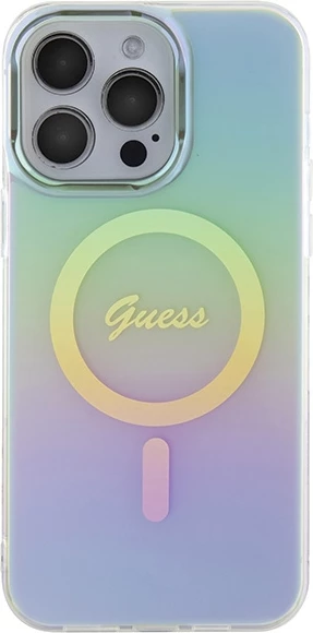 Mbështjellës Guess IML Iridescent MagSafe për iPhone 15 Pro, turquoise