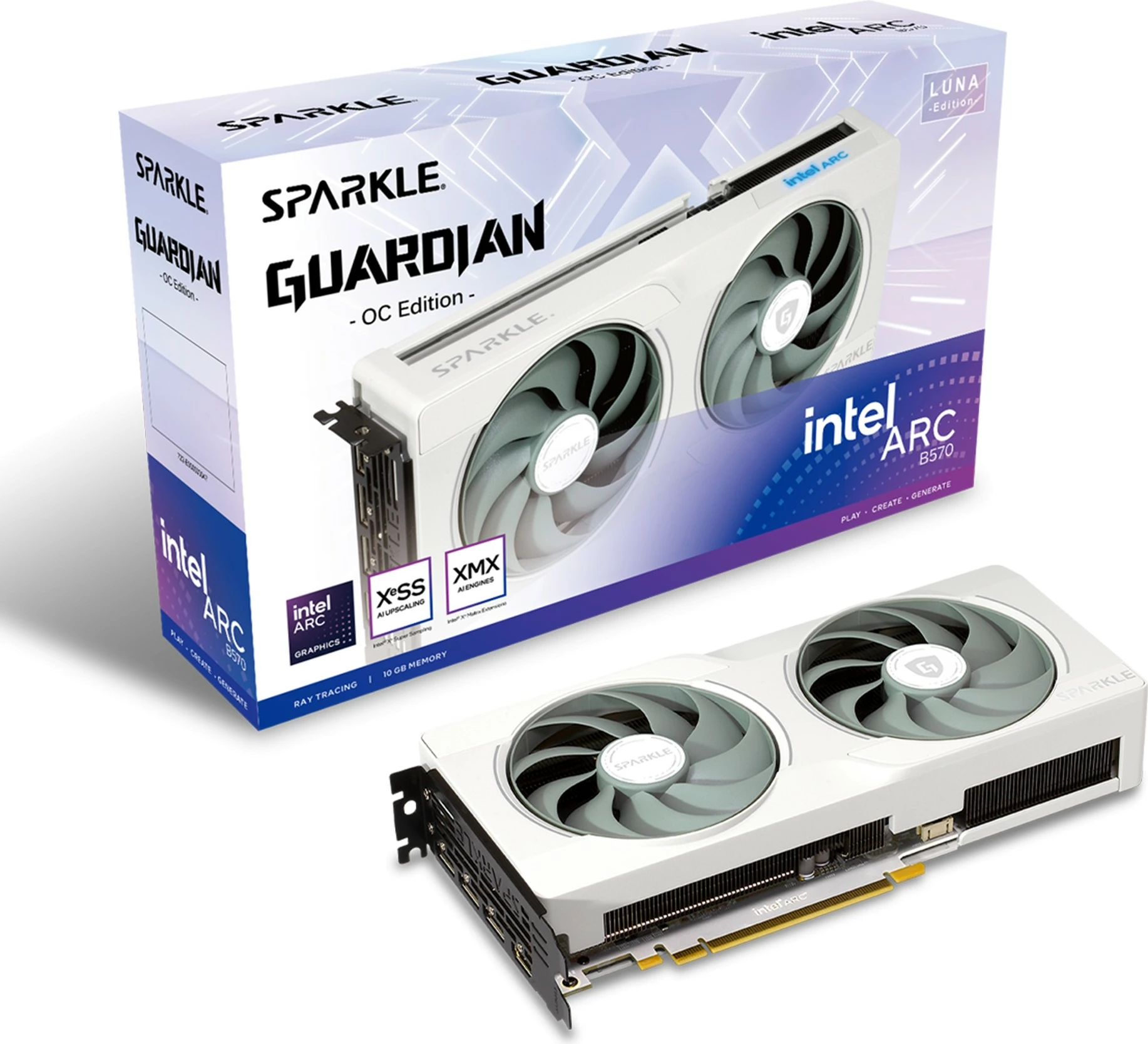 Kartelë grafike Sparkle Arc B570 Guardian Luna OC 10GB, GDDR6, e bardhë
